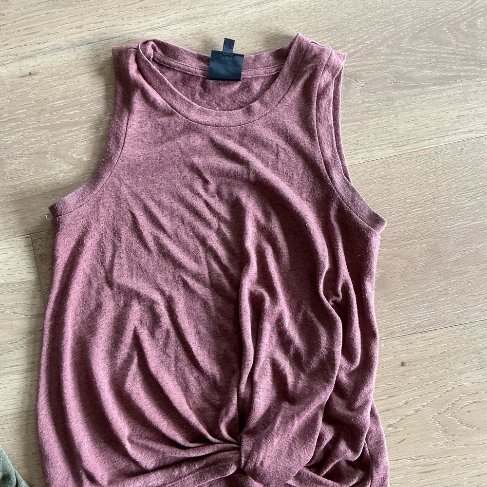 Bobeau Pink Tie Front Relaxed Tank Top
